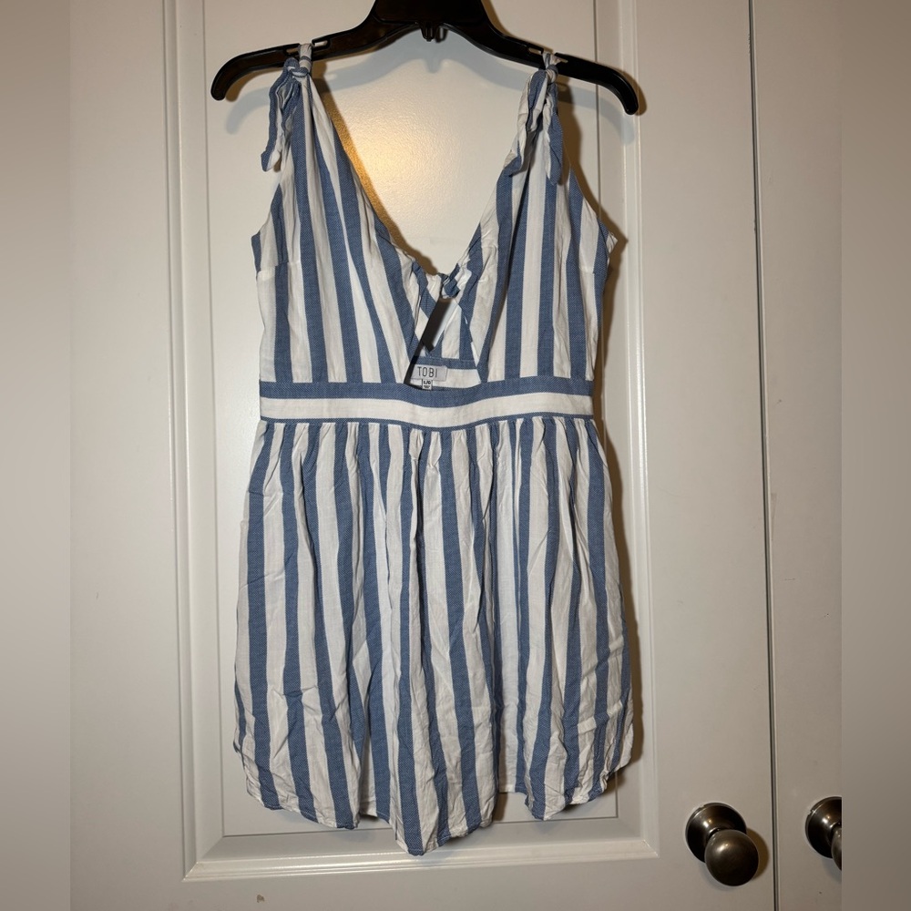 Tobi Blue and White Striped Mini Dress